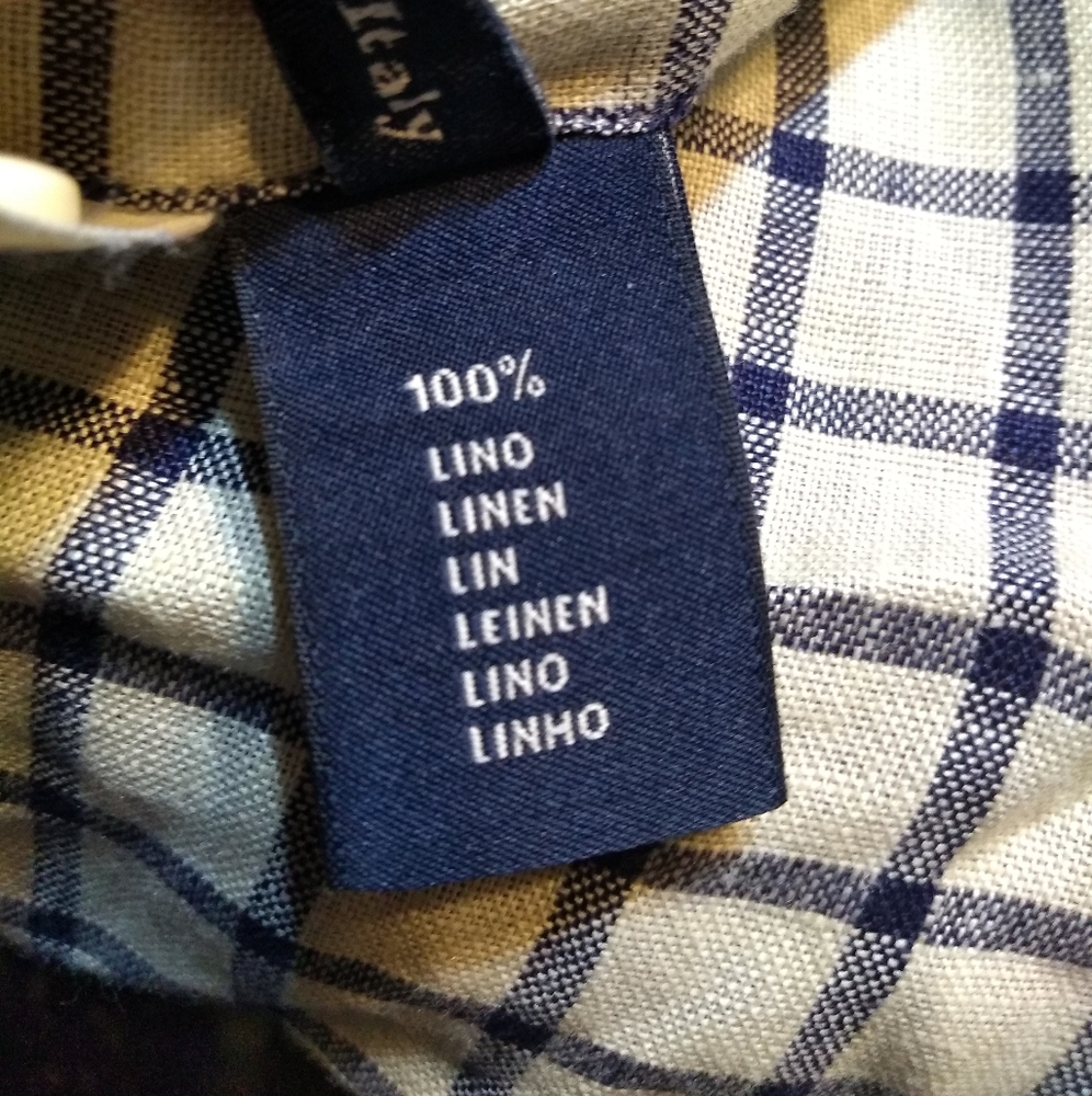Eremenegildo Zegna Men's Collared Shirt, Sz XL 100% Linen Cream with Blue… - Picture 8 of 12